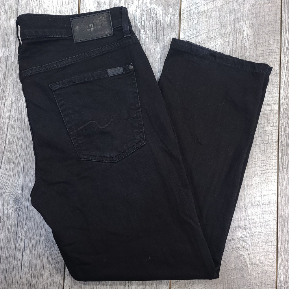 7 For All Mankind Slimmy Jeans Mens 36x28 Black Luxe Performance Slim Fit